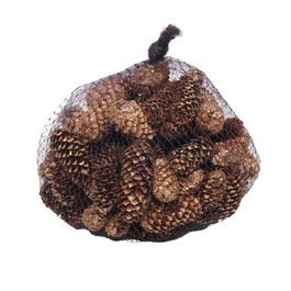 Saquinho Com Pinhas Decorativas Ouro Marrom