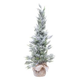 MINI ARVORE DE NATAL COM BASE VERDE ESCURO / MARROM CLARO