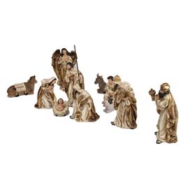 PRESEPIO EM RESINA MARROM CLARO / OURO