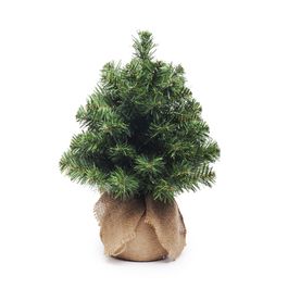 MINI ARVORE DE NATAL COM BASE VERDE / MARROM