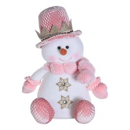 BONECO DE NEVE DECORATIVO ROSA / BRANCO