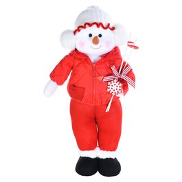 BONECO DE NEVE DECORATIVO VERMELHO / BRANCO