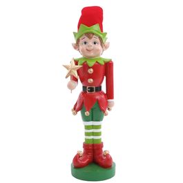 Elfo Em Resina Vermelho Verde