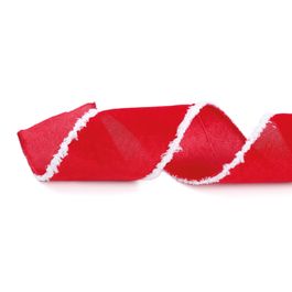 Fita Aram Veludo Borda Plush Vermelho/Branco