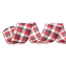 Fita Xadrez Bege/Preto/Vermelho