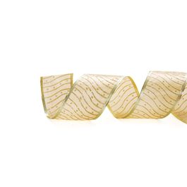 Fita Cetim Ondas E Poa Ouro