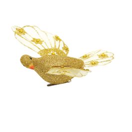 Passaro Com Glitter Ouro Passaros