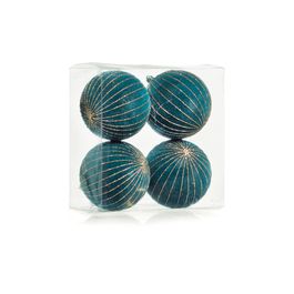 Bola com Listras Azm/Mrf 10cm JG C/4 PC