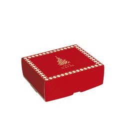 Caixas Para 8 Brigadeiros E Bombons Lines Vermelho / Marfim / Ouro