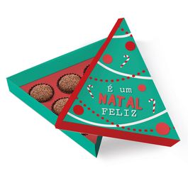 Caixa Árvore Para 6 Brigadeiros Polo Norte Colorido