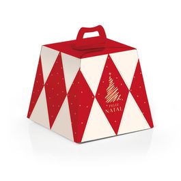 Caixa Panetone Lines Vermelho / Marfim / Ouro
