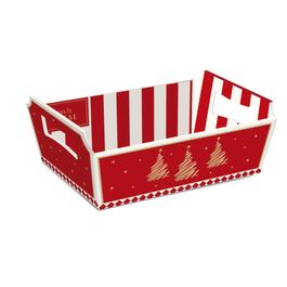 Cesta De Cartão Lines Vermelho / Marfim / Ouro