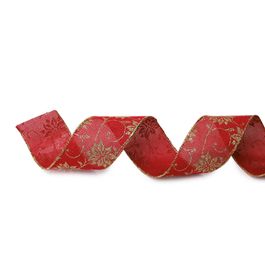 Fita Juta Flores Vermelho/Ouro