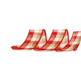 Fita Xadrez Vermelho/Verde/Bege