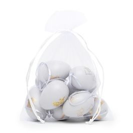 Saco com Ovos Decorativos Galinha Cinza / Ouro