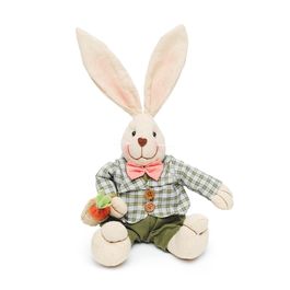 Coelho Decorativo de Tecido com Cesta - Xadrez Verde