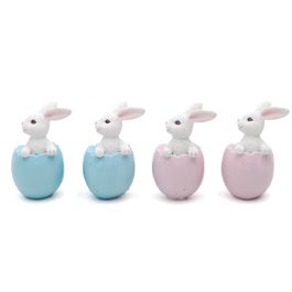 Coelhos Resina 3D No Ovo Ros/Azl (Petit Sweet) Jg C/4 PC