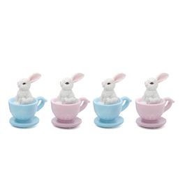Coelhos Resina 3D Na Xicara Ros/Azl (Petit Sweet) Jg C/4 PC