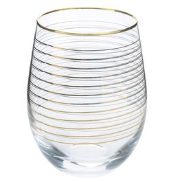 Jogo De 4 Copos Curvos Harmonie Em Cristal Ecológico 520Ml Decorados Em Fio De Ouro