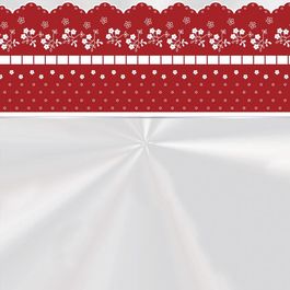 Saco para Cesta Bordado Inglês Barrado Vermelho
