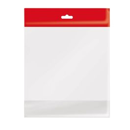 Saco Adesivado Transparente com Furo Liso Vermelho