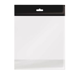 Saco Adesivado Transparente com Furo Liso Preto
