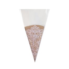 Cone Festa Com Cone De Cartão Renda Branco / Pardo