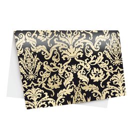 Resma de Papel Adamascado Preto / Ouro