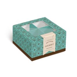 Caixa Para Brigadeiro Com 4 Unidade Gourmet Azul Turquesa