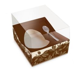 Caixa Meio Ovo de Colher com Acetato Sabor Marrom