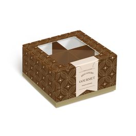 Caixa Para Brigadeiro Com 4 Unidade Gourmet Marrom / Ouro