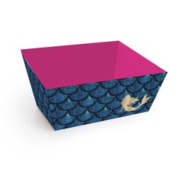 Cesta De Cartao Trapezio Sereia Azul / Rosa