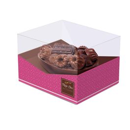 Caixa Meio Ovo de Colher com Acetato Chocolatier Rosa