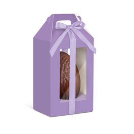 Caixa Maleta Retangular Vertical para Ovo com Visor Liso Lavanda