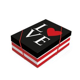 Caixa Retangular com Tampa Amo Você Vermelho/Preto/Branco