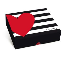 Caixa Retangular Tampa/Fundo New Amo Você Vermelho/Preto/Branco