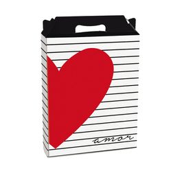 Caixa Maleta Retangular Vertical Amo Você Vermelho/Preto/Branco
