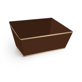 Cesta De Cartao Trapezio Liso Marrom / Ouro