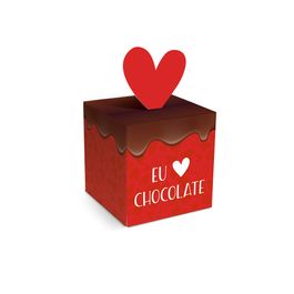 Caixa Quadrada Pop Up Eu Amo Chocolate Colorido PT C/10