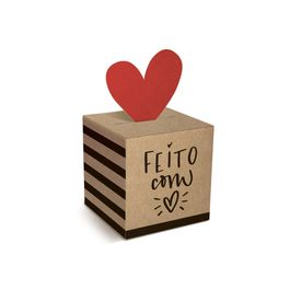 Caixa Quadrada Pop Up Feito com Amor Kraft / Preto