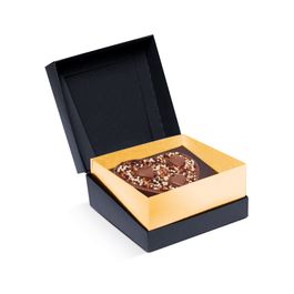 Caixa Meio Ovo Coração Preto Com Ouro Preto / Ouro