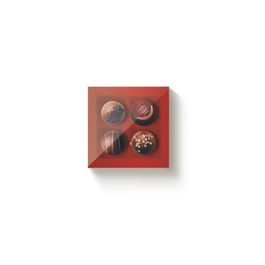 Caixa Quadrada Para Docinho Com Tampa Pvc Com 9 Unidade Liso Vermelho