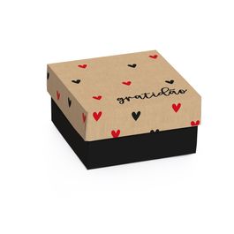 Mini Cx Quadrada Gratidão Preto / Pardo / Vermelho