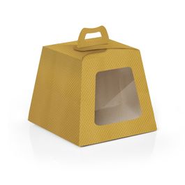 Caixa Mini Panetone Com Visor Liso Ouro