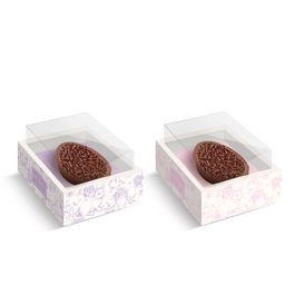 Caixa New Moldura Para Meio Ovo Com 1 Unidade Clássico Francês Composê Lilás / Rosa