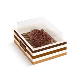Caixa New Moldura Para Meio Ovo Com 1 Unidade Tons De Chocolate Colorido