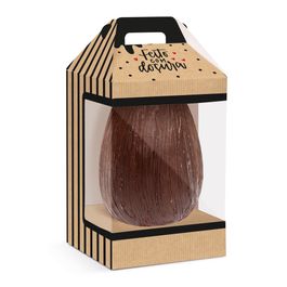 Caixa New Maleta Retangular Vertical Para Ovo Com Visor Kraft Doçura Preto / Vermelho / Branco
