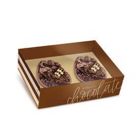 Caixa Pratice Para Meio Ovo Com 2 Unidade Tons De Chocolate Colorido
