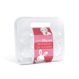 Maleta Para Ovos Com 6 Unidade Com Cinta Coelhinhos Rosa