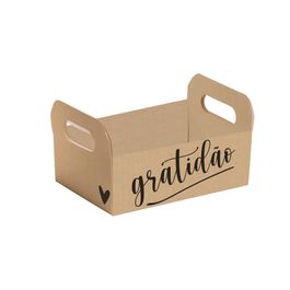 Caixote De Cartão Gratidão Pardo / Preto